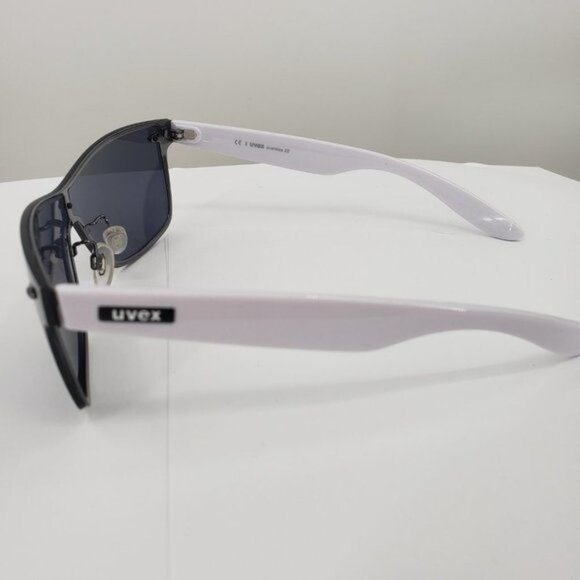UVEX Sport Polarized Sunglasses Oversize 22 White Frame Smoke Lens NWT main image 3